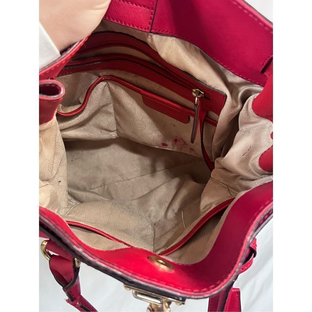 Michael Kors lipstick red and gold oversized purse - Picture 7 of 10